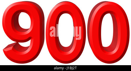 Ziffer 900 neunhundert, isoliert auf weißem Hintergrund, 3d render Stockfoto