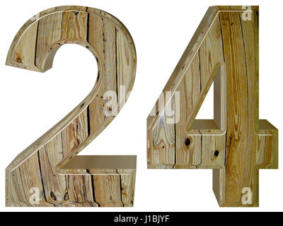 Ziffer 24, vierundzwanzig, isoliert auf weißem Hintergrund, 3d render Stockfoto