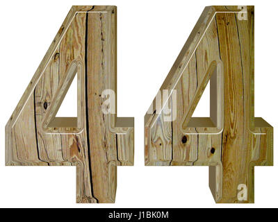 Ziffer 44, 44, isoliert auf weißem Hintergrund, 3d render Stockfoto