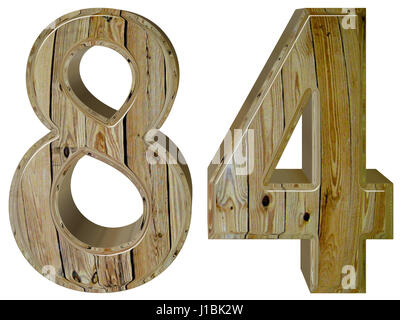 Ziffer 84, achtzig vier isoliert auf weißem Hintergrund, 3d render Stockfoto