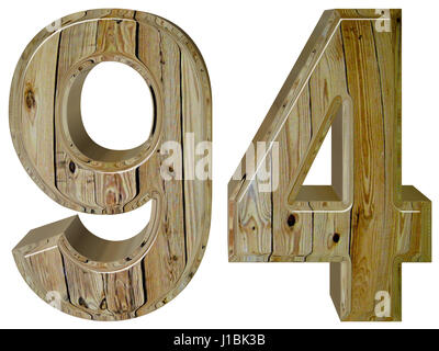 Ziffer 94, neunzig vier isoliert auf weißem Hintergrund, 3d render Stockfoto