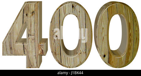 Ziffer 400, 400, isoliert auf weißem Hintergrund, 3d render Stockfoto