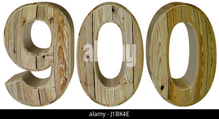 Ziffer 900 neunhundert, isoliert auf weißem Hintergrund, 3d render Stockfoto