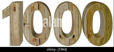 Ziffer 1000, tausend, isoliert auf weißem Hintergrund, 3d render Stockfoto