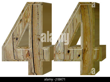 Ziffer 44, 44, isoliert auf weißem Hintergrund, 3d render Stockfoto