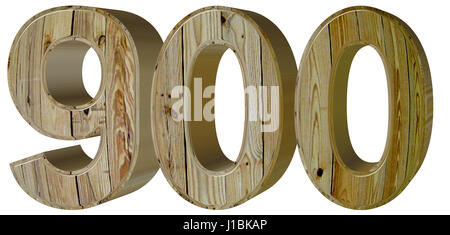 Ziffer 900 neunhundert, isoliert auf weißem Hintergrund, 3d render Stockfoto