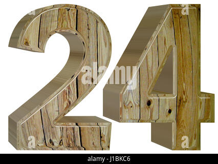 Ziffer 24, vierundzwanzig, isoliert auf weißem Hintergrund, 3d render Stockfoto
