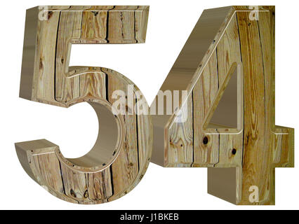 Ziffer 54, fünfzig vier isoliert auf weißem Hintergrund, 3d render Stockfoto