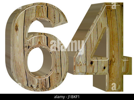 Ziffer 64, vierundsechzig, isoliert auf weißem Hintergrund, 3d render Stockfoto