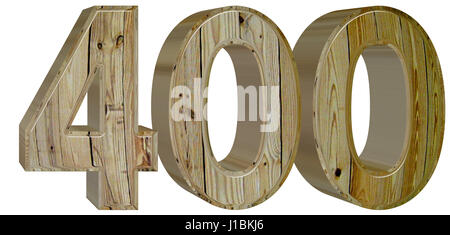 Ziffer 400, 400, isoliert auf weißem Hintergrund, 3d render Stockfoto
