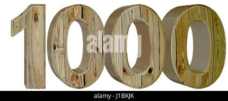 Ziffer 1000, tausend, isoliert auf weißem Hintergrund, 3d render Stockfoto