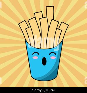 Kawaii Pommes frites Bild Stock Vektor