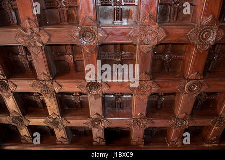 Indien, Kanyakumari Bezirk, Bundesstaat Tamil Nadu. Padmanabhapuram Palace, ca. 1601 n. Chr., der größte hölzerne Palast in Indien, Keralas Architektur. Det Stockfoto