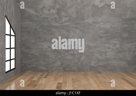leere konkrete Rauminnere in 3D-Rendering Stockfoto