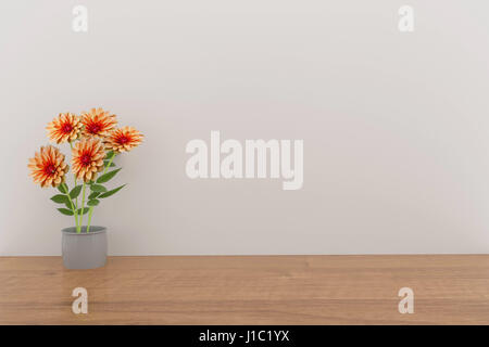 Dahlie Blüte in leeren weißen Raum-Design in 3D-Rendering Stockfoto