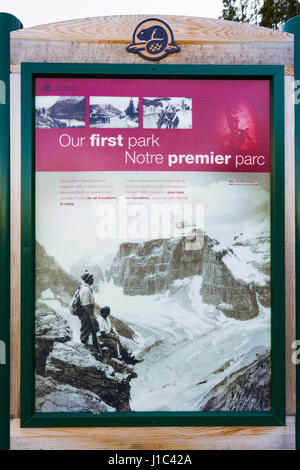 Interpretierende Display, Höhle und Basin National Historic Site, Banff Nationalpark, Alberta, Kanada Stockfoto