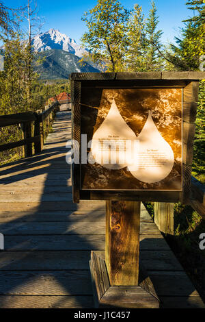 Interpretierende Zeichen, Höhle und Basin National Historic Site, Banff Nationalpark, Alberta, Kanada Stockfoto