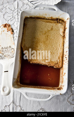 Flan im tray Stockfoto