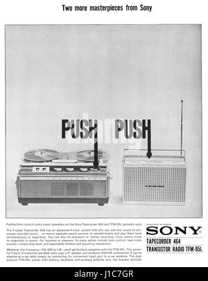 1963 britische Werbung für Sony. Stockfoto