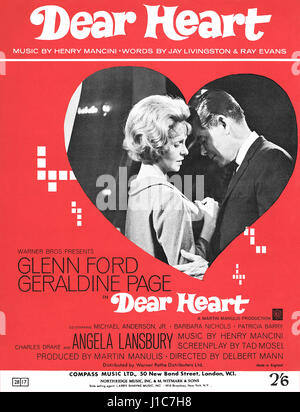 UK-Noten für das Lied Dear Heart von Henry Mancini, Jay Livingston und Ray Evans aus dem Jahr 1964 film liebes Herz mit Glenn Ford, Geraldine Page und Angela Lansbury. Stockfoto