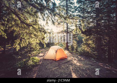 Camp in Crater Lake, West Nadel Mountains, Colorado. Stockfoto