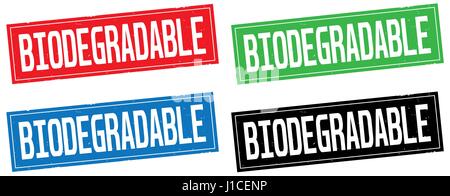 Biologisch abbaubare Text auf Rechteck Stempel anmelden Farbpalette. Stockfoto