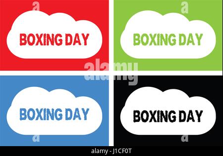 BOXING DAY Text auf Wolke Blase anmelden Farbe festgelegt. Stockfoto