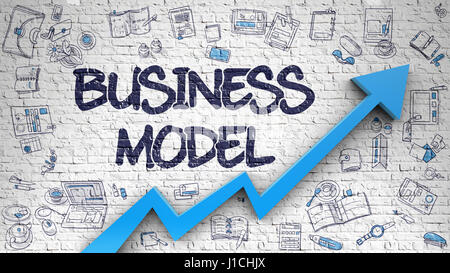 Geschäftsmodells auf weiße Wand gezeichnet. 3D. Stockfoto