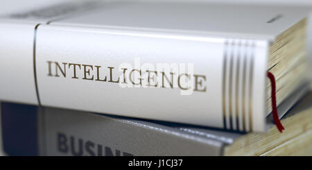 Intelligenz-Konzept. Buchtitel. 3D. Stockfoto