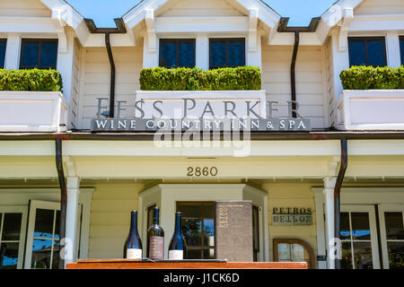 Die Fess Parker Wine Country Inn & Spa ist ein gut ausgestattet, gehobenes Hotel im Herzen von Santa Ynez Valley Weinland, in Los Olivos, CA Stockfoto