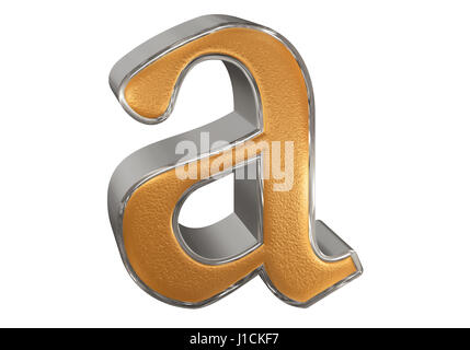 Kleinbuchstabe A, isoliert auf weiss, mit Beschneidungspfad, 3D illustration Stockfoto