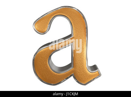 Kleinbuchstabe A, isoliert auf weiss, mit Beschneidungspfad, 3D illustration Stockfoto