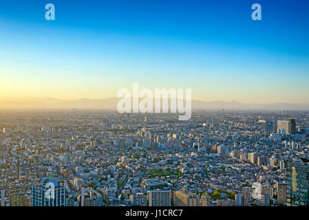 Stadt Tokio, Japan vor dem Sonnenuntergang von der Draufsicht Stockfoto