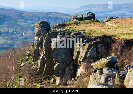 Froggatt Edge im Peak District National Park. Stockfoto