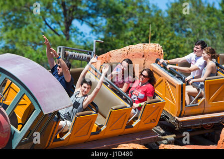 Disney Fahrt reitet, Big Thunder Mountain Railroad, Disneyworld, Orlando Florida Stockfoto