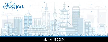 Umrisse foshan Skyline mit blauen Gebäude. Vector Illustration. Business Travel und Tourismus Konzept mit modernen Architektur. Bild für die Präsentation Stock Vektor