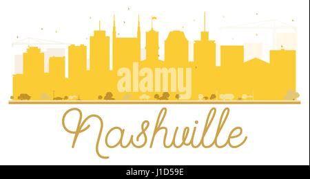 Nashville Skyline der Stadt goldene Silhouette. Vector Illustration. einfache flache Konzept für Tourismus Präsentation, Banner, Plakat oder Website. Stock Vektor