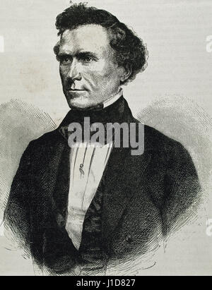 Franklin Pierce (1804-1869).  US-amerikanischer Politiker. 14. Präsident der Vereinigten Staaten (1853-1857). Porträt. Gravur. Stockfoto