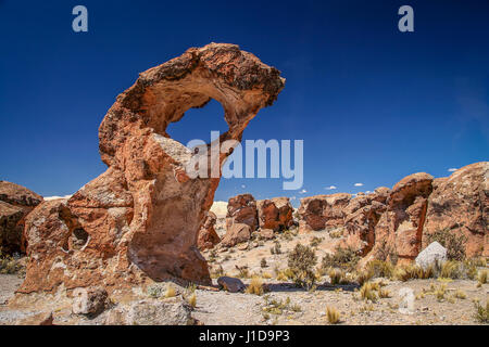 Seltsam geformte Felsen in den bolivianischen Altiplano Stockfoto