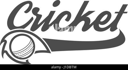 Cricket Club-Emblem und Design-Elemente. Team-Logo. Turnier-Abzeichen. Sport Symbole mit Ausrüstung, Ausrüstung. Nutzung für Web, t-Shirt oder Druck auf T-shirt. Monochrome Design-Vorlage Stock Vektor