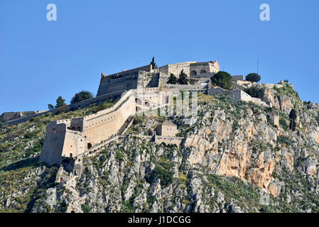 Palamidi Burg in der Stadt Nafplio, Peloponnes, Griechenland Stockfoto