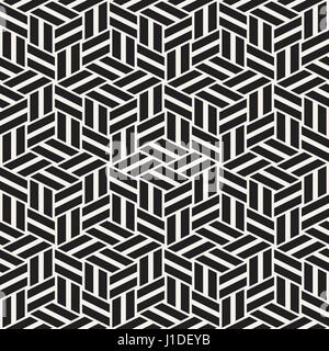 Kubische Gitter Tiling endlose elegante Textur. Abstrakten geometrischen Hintergrund-Design. Nahtlose Rhombus Formen schwarz-weiß Vektormuster. Stock Vektor