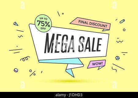 Band-Banner mit Text Mega Sale Stock Vektor