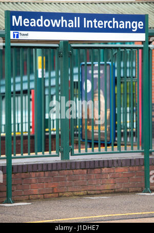 Meadowhall Interchange, Sheffield, wo ein 16 Jahres altes Mädchen getötet wurde, nachdem er von einem Zug geschlagen Stockfoto