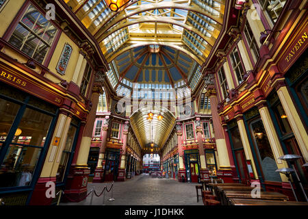 Leadenhall Market in London. Es ist einer der ältesten Märkte in London, aus dem 14. Jahrhundert. Stockfoto