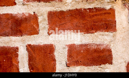 Alte Vintage Distressed rotem Backstein vertikale Wandbeschaffenheit. Schäbige braun - roten Brickwall städtischen Hintergrund. Grunge Straße äußere Stonewall Oberfläche. Abstrakte Solid rau holprig Stockfoto
