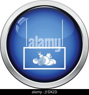 Gemüse-Markt-Abteilung-Symbol. Glänzende Knopf-Design. Vektor-Illustration. Stock Vektor