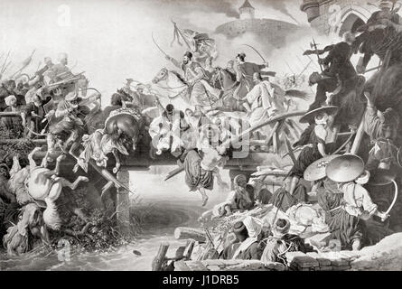 Nikola Šubić Zrinski kostenlos von der Festung von Szigetvár während der Belagerung von 1566.  Sultan Soleiman begann die Belagerung von Szigetvar, Ungarn und Graf Nicholas Zrinski beschäftigte Einsätze bei der Verteidigung der Stadt, zwang die Türken zum Fortschritt durch Abbau der Wände.  Von Hutchinson Geschichte der Nationen veröffentlicht 1915 Stockfoto