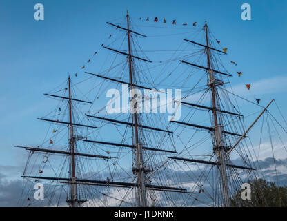 Takelage der Cutty Sark Tea Clipper in Greenwich London Stockfoto