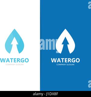 Vektor der Öl- und Pfeil nach oben Logo Kombination. Wachstum und Drop-Symbol oder das Symbol. Einzigartige Wasser- und Aqua Logo-Design-Vorlage. Stock Vektor